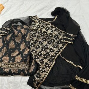 Punjabi Black and Gold Sharara with Kameez